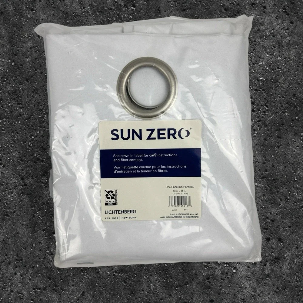 Sun Zero Blackout Set of 2 Curtain Panels white 50in x 84in Lichtenberg Grommets